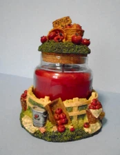 Apple Baskets On Fence Jar/Candle Holder With Apple Topper (Candle Not Included)