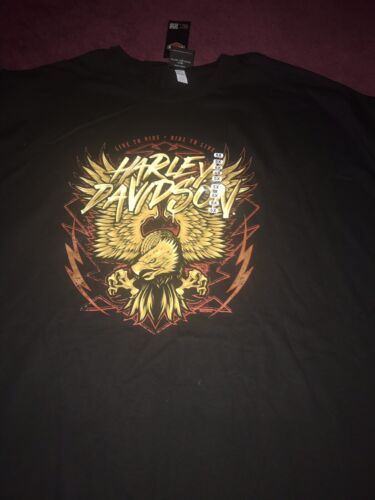 Men's Black HARLEY-DAVIDSON T-Shirt 5XL Panama City Beach, FL HD Eagle Lightning - Picture 2 of 6
