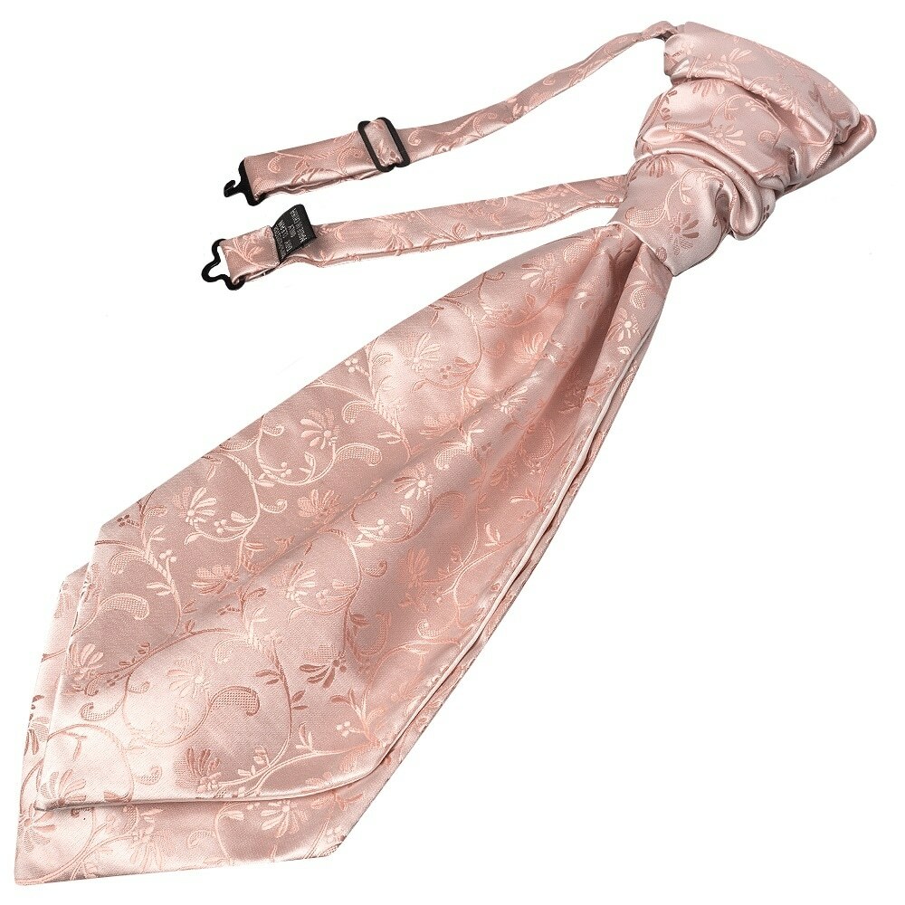 Rose Quartz Floral Satin Men's Cravat Neck Tie Wedding Pre Tied Groom's Formal