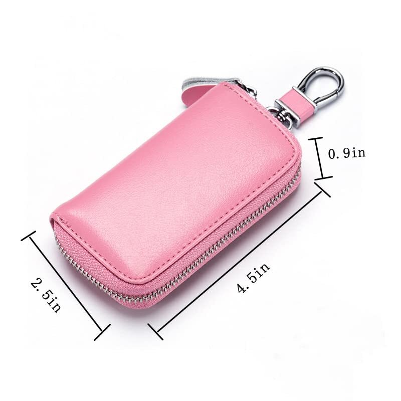 Leather Car Key Case Holder Keychain Case Wallet Zipper Closure For Men