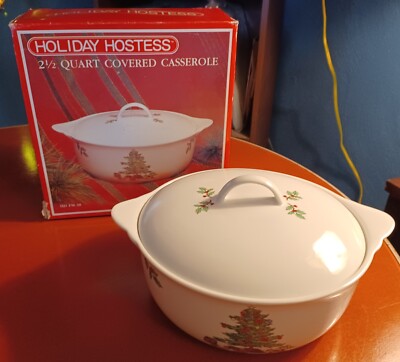 Vintage NOS Tienshan Holiday Hostess 2.5 Quart Covered Casserole Serving Dish