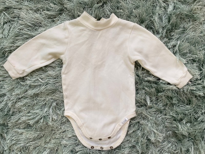 Childrens Place Soft Baby Bodysuit Solid Off White Size 6 9 Months Mock Neck