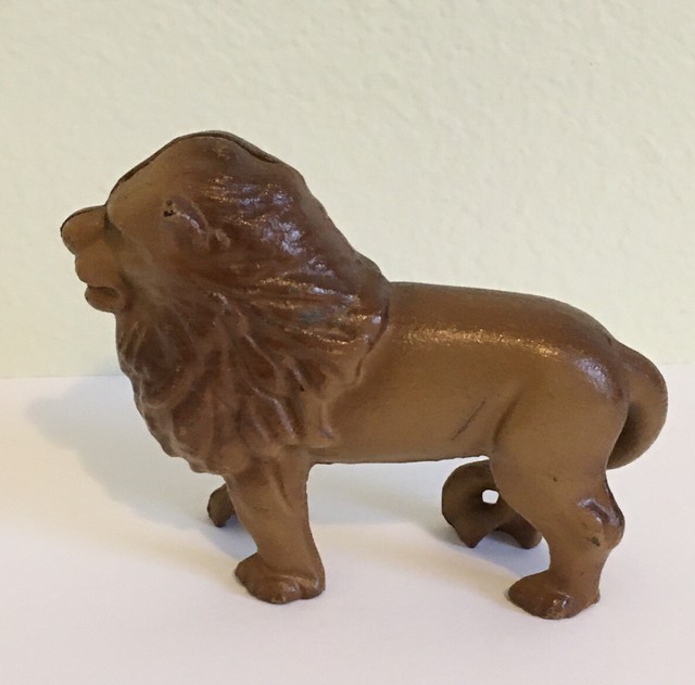 VINTAGE LION CAST IRON PIGGY BANK eBay