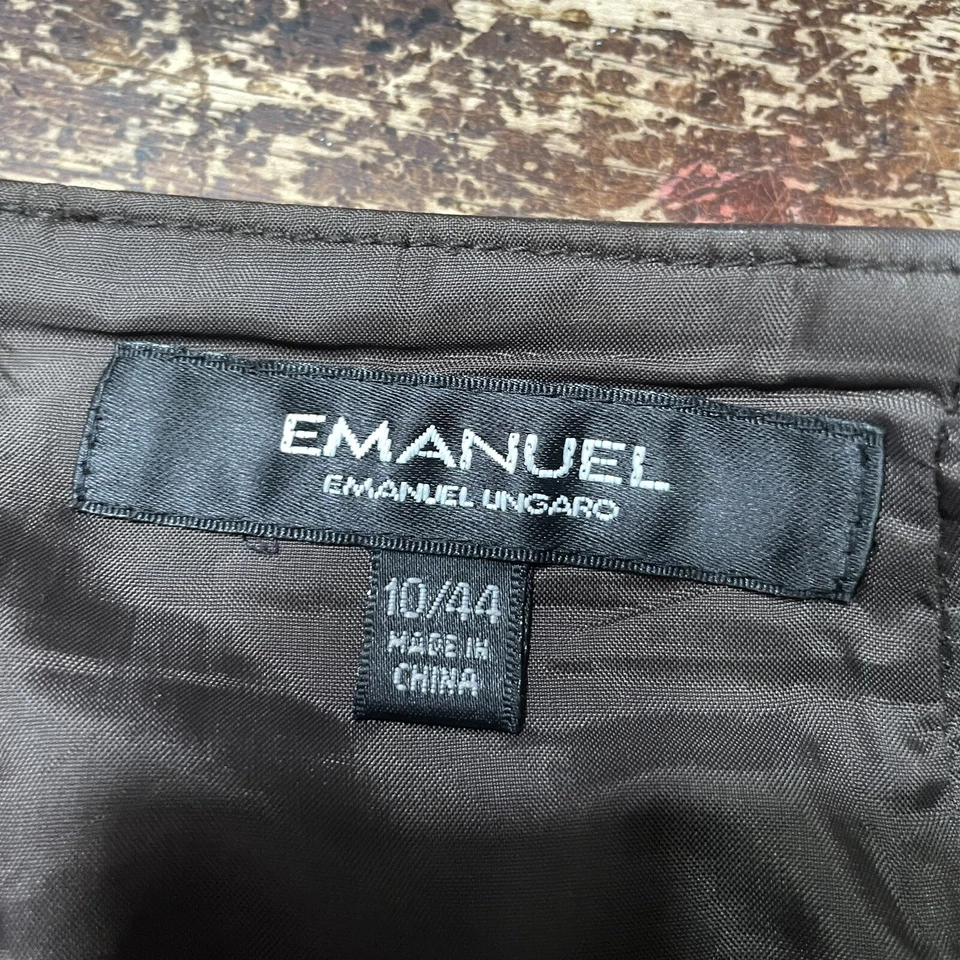 Pantalones de cuero suave mantecoso vintage marrón chocolate Emanuel Ungaro para mujer 10 44 Foto 4 de 4