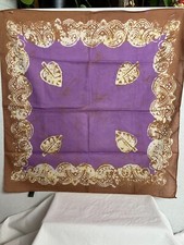 NWT Funky People Batik Bandana Purple Brown Gold Leaves Head Neck Wrap 20 x 20