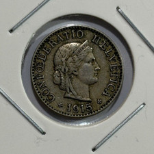1915 Switzerland 5 Rappen Coin