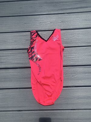 GK Elite Adult Sz S  Gabrielle~ Gymnastics Leotard ~Pink/Black~