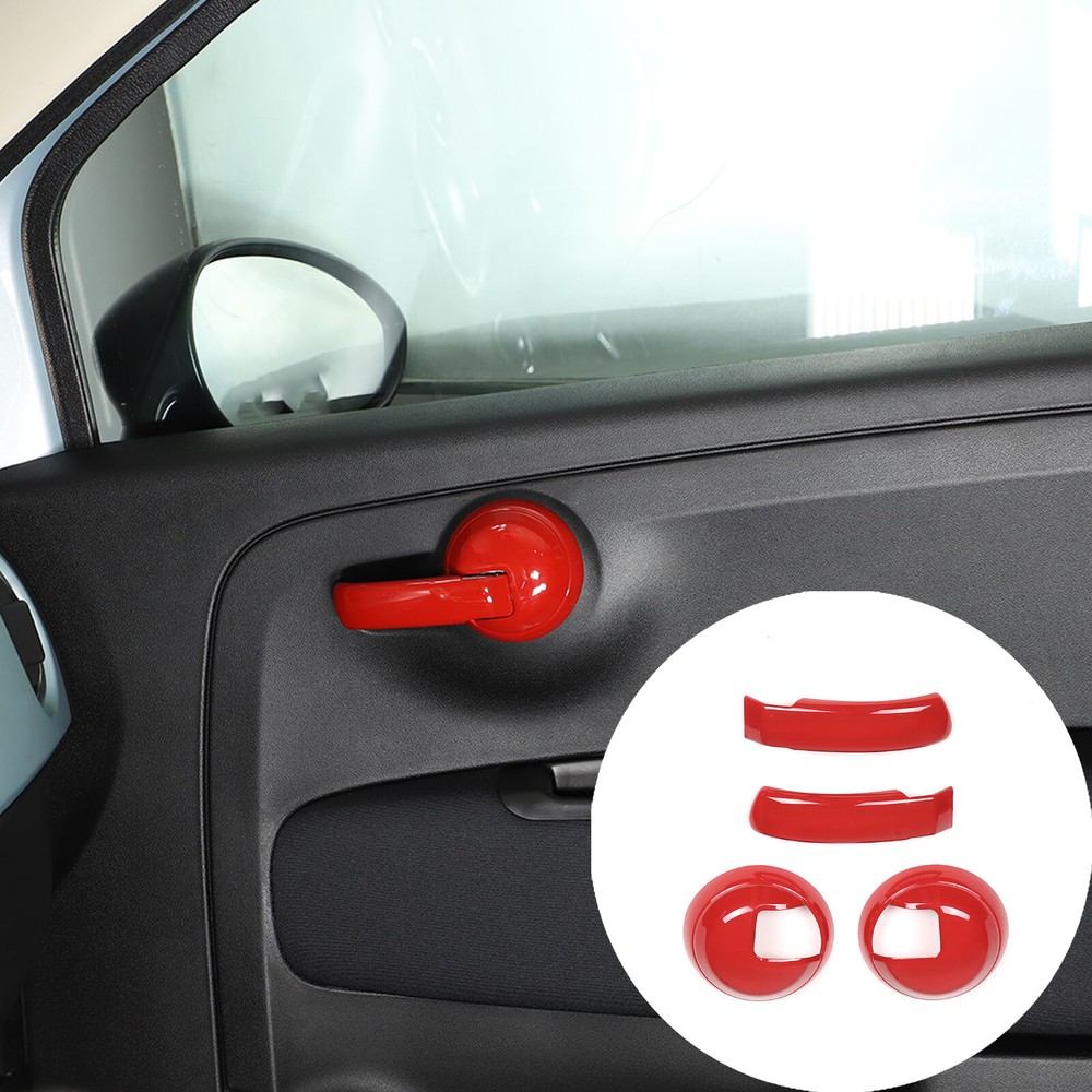 Red Front Rear Inner Door Handle Cover Trim For Fiat 500 2010-2023 accessories