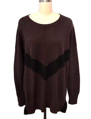 Planet By Lauren G Alpaca Cotton Sweater Oversized Dark Plum