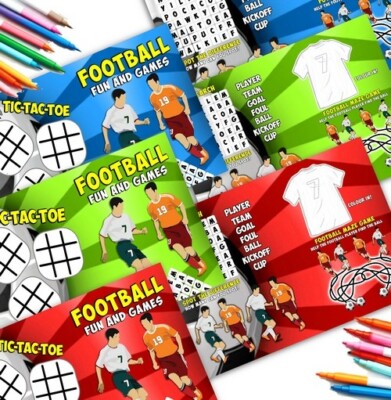 24 Stück - Fußball Spaß und Spiele Aktivität Blätter - Party Tasche Bücher Füllung