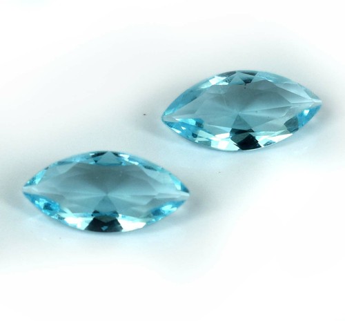 Ebay Natural Marquise Cut Swiss Blue Topaz 4 Ct Gemstone Pair Certified DC40 - Picture 3 of 10
