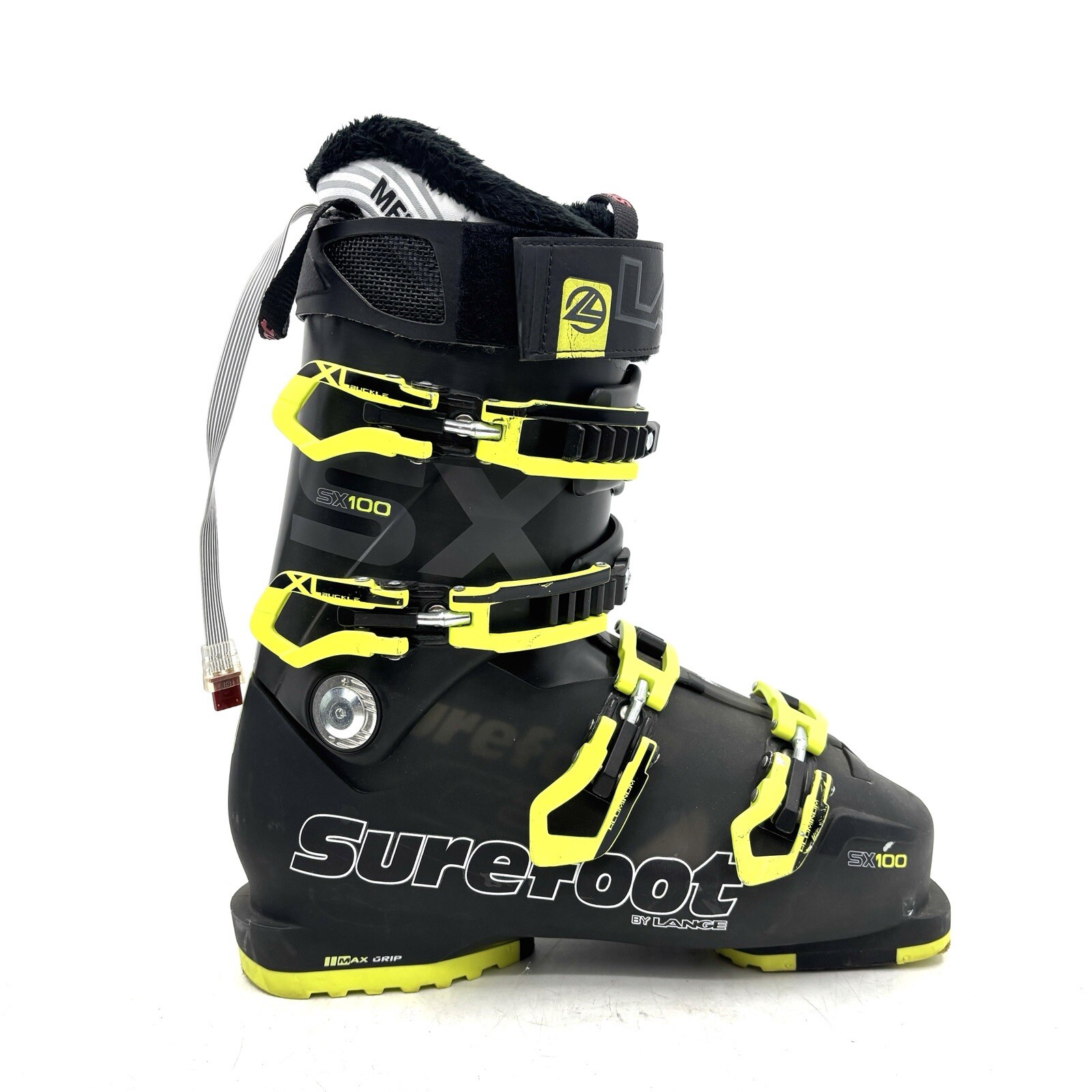 SALOMON Lange Surefoot SX100 Black Yellow Downhill Ski Boots Men's Size 25.5