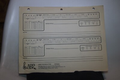 ARP OMNI Keyboard Facsimile Pad Sheets VINTAGE SYNTH Synthchaser MIDI
