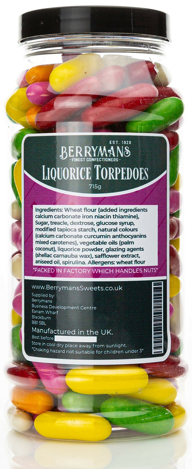 Liquorice Torpedoes Retro Sweets Gift Jar by Berrymans eBay