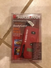 Swiss+Tech BodyGard Guard Elite 9-In-1 Tire Gauge Car Safety Emergency Tool Red