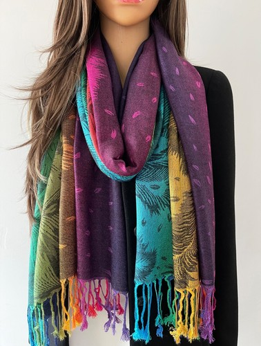 Ladies Long Bright Rainbow Multi Colour Bubble Dots Scarf Pashmina Shawl Scarves - Picture 8 of 175