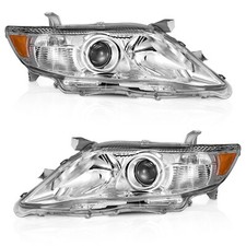 Pair Headlights For 2010-2011 Toyota Camry Sedan 4-door Chrome Lamps Wo Bulbs