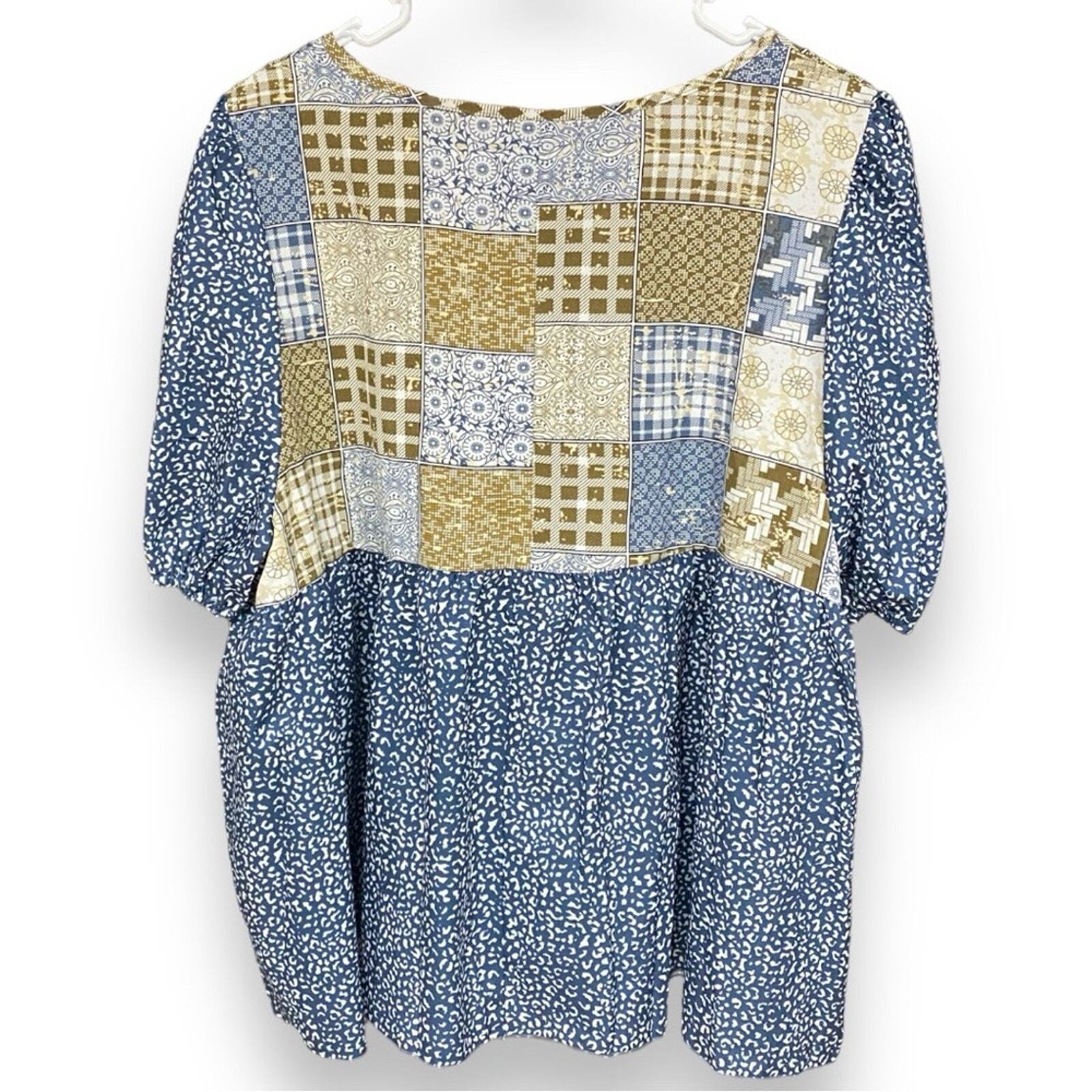 Bohemian Patchwork Print Top 2X - image 4