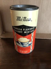 McNess Pudding & Pie Mix Collectible Tin Can-Vanilla Flavored Desert Mixture