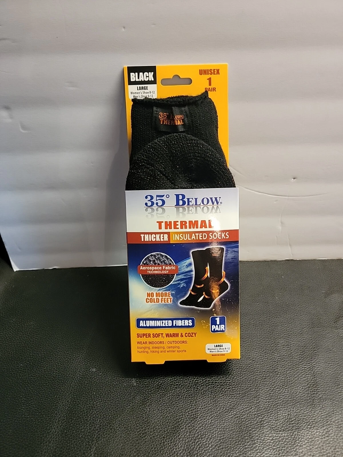 35° Below Thermal Socks Aluminized Fibers Nylon Warming 1 Pair Black Large / NWT