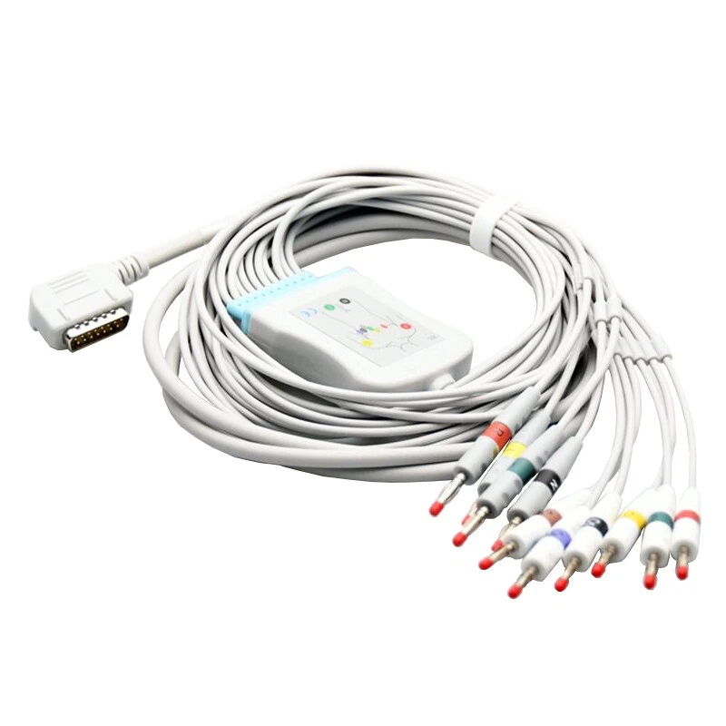 FHY EKG ECG Cable 10 Leadwire With 4.0mm Banana Plugs,AHA,Compatible Kenz-Cardico