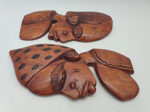 Paar Skulpturen Profile afrikanisches Paar Afrika aus Holz Kolonialstil 26cm - Bild 7 von 10