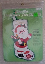 Vintage Bucilla Felt Christmas Stocking Kit 2309 - Santa's Goodies
