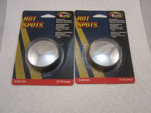 Round 2” 360-Degree Adjustable Mirror, Convex Glass w/ Stick-on Mount, Black