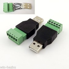 5x USB 2.0 Type A Male to 5 Pin Screw w/ Shield Terminal Plug Adapter Connector