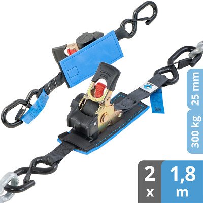 valonic RACOON - Automatik Spanngurt mit Haken, gepolstert, 1,8m, 25mm, 600Kg