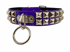 Purple Studded Bondage Collar With Ring Double Rows Pyramid Punk Goth Rock