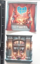 Lot 2 Love Valentine Heart Bear Candles Scene SINGLE LAYER Embellishments 146