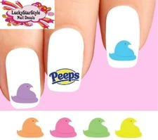 Waterslide Nail Decals Set of 20 - Colorful Easter Marshmallow Peeps Assorted