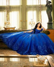 Royal Blue Quinceanera Dresses Ball Gown Lace Sequins Applique Bow Sweet 16