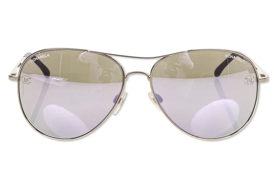 Chanel Women's 4189TQ Blue Mirror Silver Purple Aviator Sunglasses 59mm - Image 2 of 4