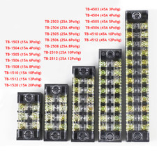 TB 15/25/45A 3~20Way Electrical Terminal Block Wire Connector Screw-On Dual Row