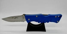 Frost Blue Air Force Tactical Combo Locking Folding Pocket Knife EDC Brand New