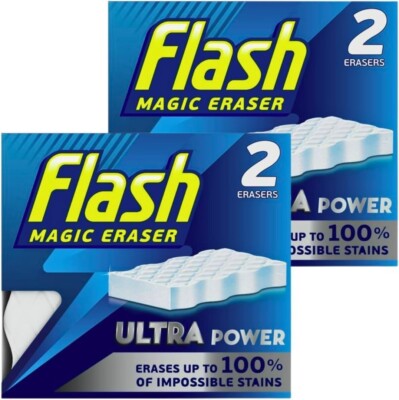 Flash Magic Radierschwamm Ultra Power Magic Sponge 2 Packungen (4 Radiergummis)