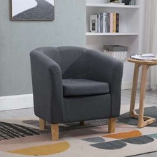 Tub Chair PU Faux Leather Armchair Office Reception Sofa Living Room Grey