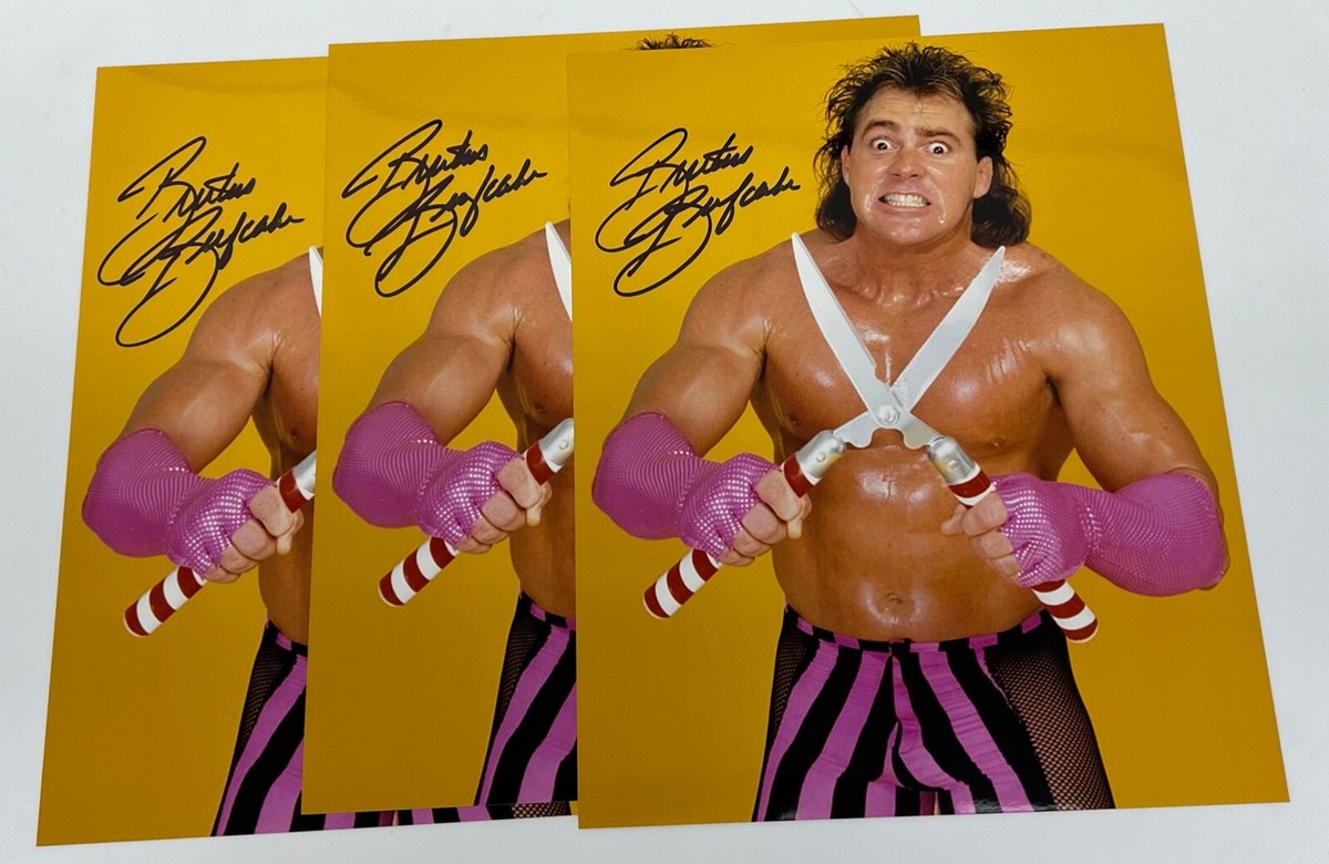 スポーツ BRUTUS THE BARBER BEEFCAKE Brutus “The Barber” Beefcake Signed WWF Promo 8x10 WWE WWF