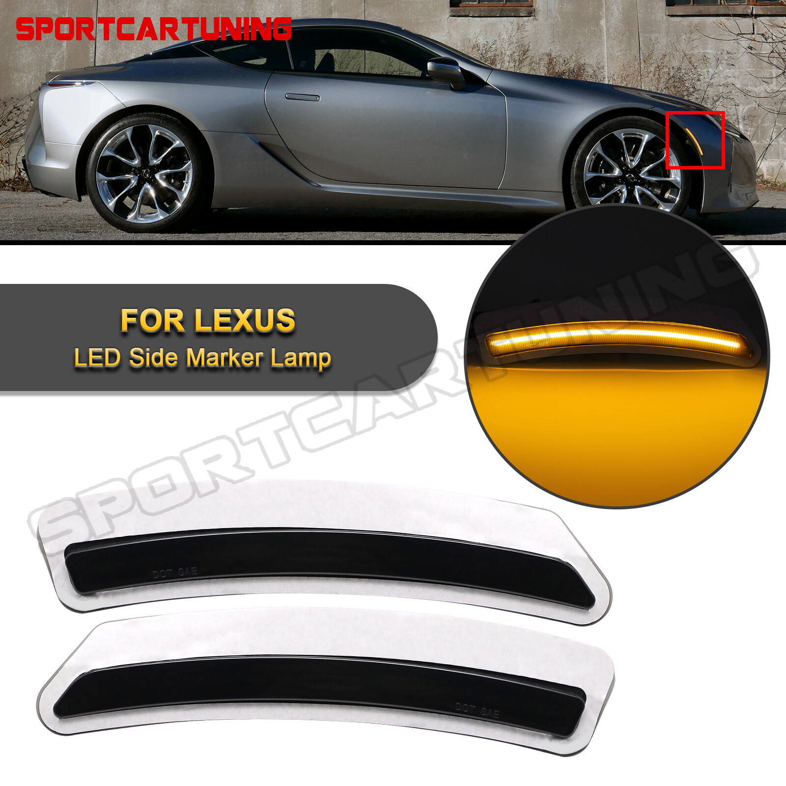 For 20182022 Lexus LC500/LC500H 2PCS Smoked LED Amber Side Marker Signal Lights eBay