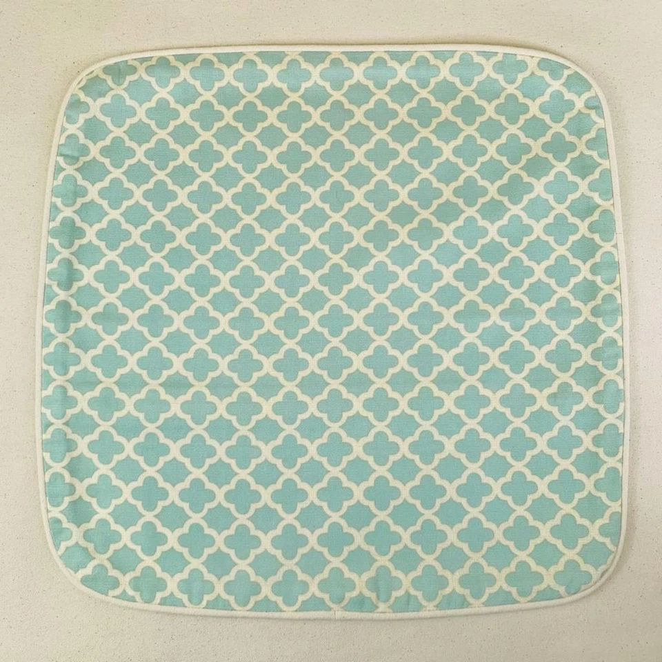 Par de Capas de Travesseiro P Kaufmann Waverly Aqua Turquesa Fretwork Treliça Geométrica - Imagem 3 de 4