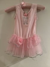 Tutu Toddler Medium, Pink Silver Slippers Flowers, Tulle Dance Costume