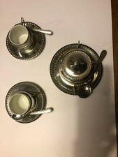 SERVIZIO DA CAFFE' IN PORCELLANA DI BAVARIA IN BAGNO ARGENTO ANNI 80
