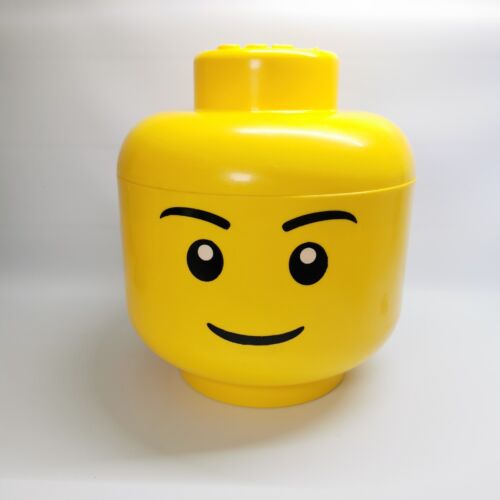GRANDE 27 cm amarillo cara de niño Lego cabeza de juguete caja de almacenamiento - Imagen 1 de 13