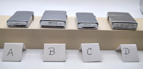 Lot of 4 Used Zippo Lighters 2 Regular & 2 Slimline-A-1966 B-1996 C-1961 D-A 09 - Picture 2 of 10