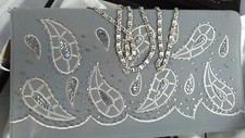 Dressy Designer Gray Clutch w embroidery Pasiley Sequin by Ben Marc Internat’l