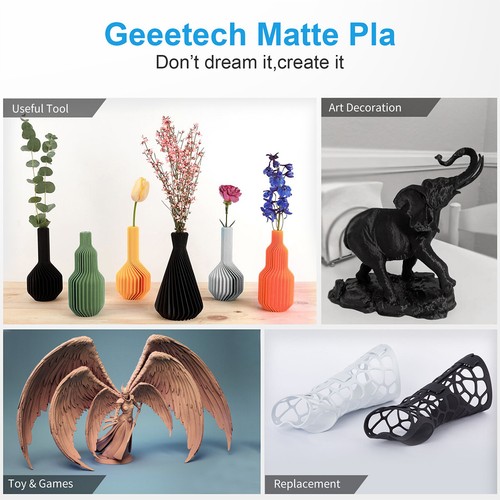 1KG Matt Schwarz PLA GEEETECH 1.75 Matt PLA Filament Frosted PLA für 3D Drucker - Bild 10 von 11