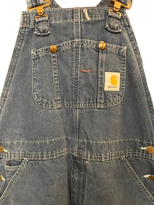 Rare Mens 90s Vintage Size 34 x 32 Carhartt Blue Denim Overalls