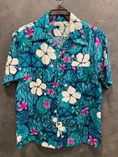 1960-1970"s Made in Hawaii Floral Hawaiian Cotton Men's Shirt Sz.Large